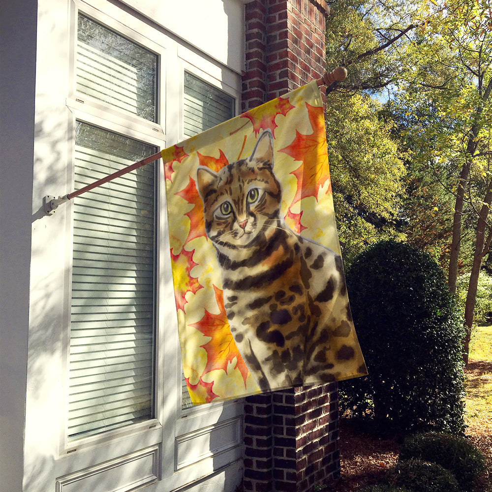 Bengal Fall Leaves House Flag 28x40 Porch Sleeve Pole Decorative Outside Yard Banner Artwork Wall Hanging, Polyester