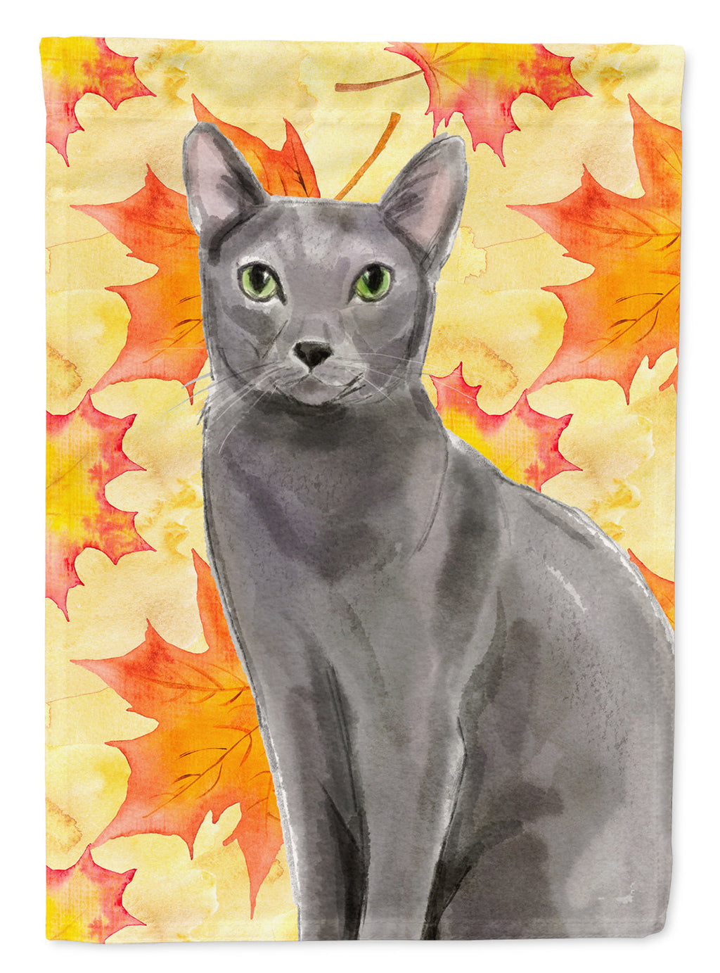Blue Russian Fall Leaves House Flag 28x40 Porch Sleeve Pole Decorative Outside Yard Banner Artwork Wall Hanging, Polyester