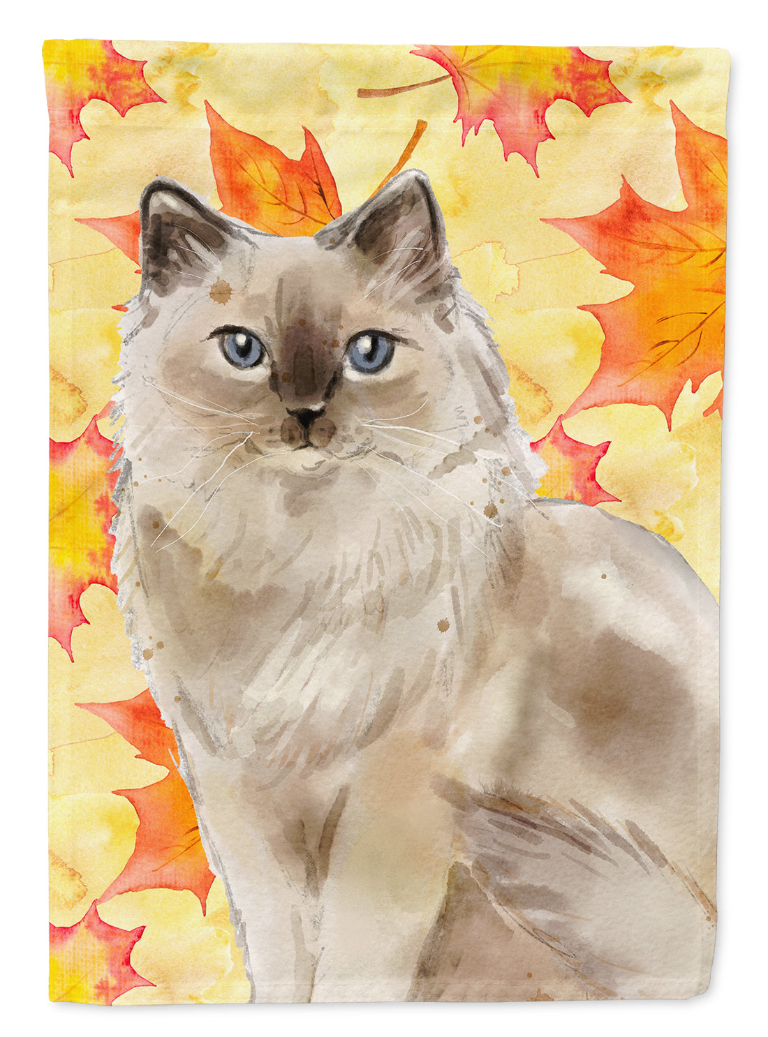 Ragdoll Fall Leaves House Flag 28x40 Porch Sleeve Pole Decorative Outside Yard Banner Artwork Wall Hanging, Polyester