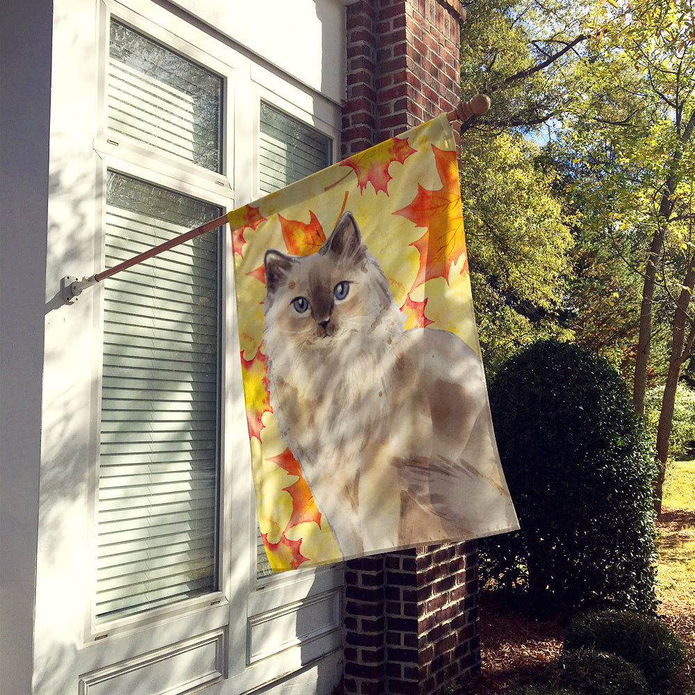 Ragdoll Fall Leaves House Flag 28x40 Porch Sleeve Pole Decorative Outside Yard Banner Artwork Wall Hanging, Polyester