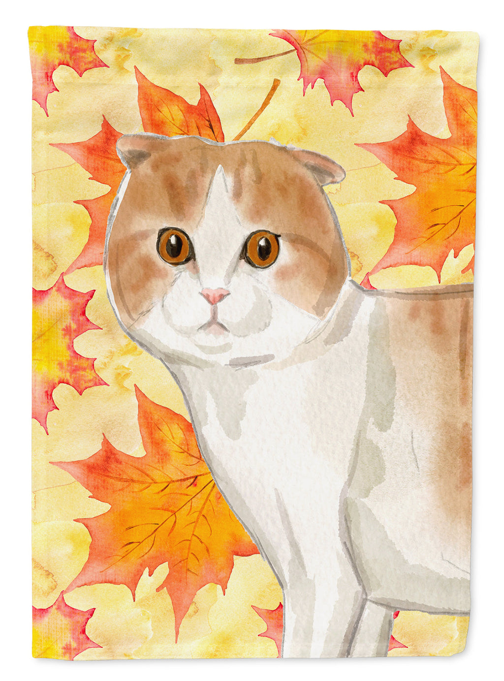 Scottish Fold Fall Leaves House Flag 28x40 Porch Sleeve Pole Decorative Outside Yard Banner Artwork Wall Hanging, Polyester