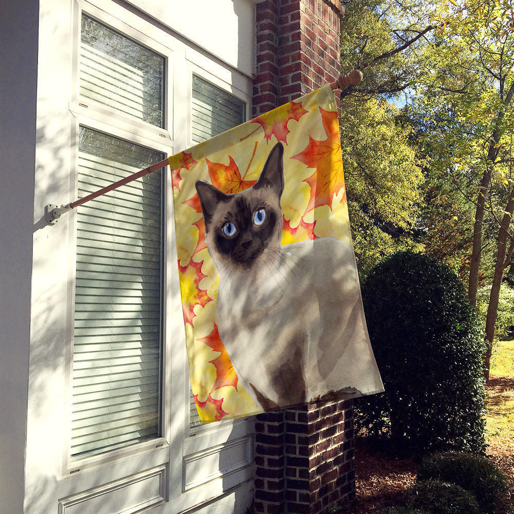 Siamese Fall Leaves House Flag 28x40 Porch Sleeve Pole Decorative Outside Yard Banner Artwork Wall Hanging, Polyester