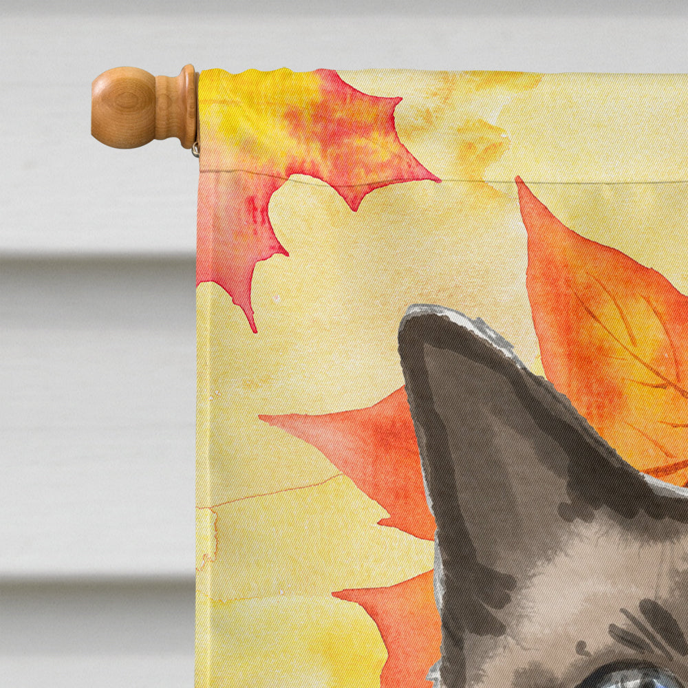 Siamese Fall Leaves House Flag 28x40 Porch Sleeve Pole Decorative Outside Yard Banner Artwork Wall Hanging, Polyester
