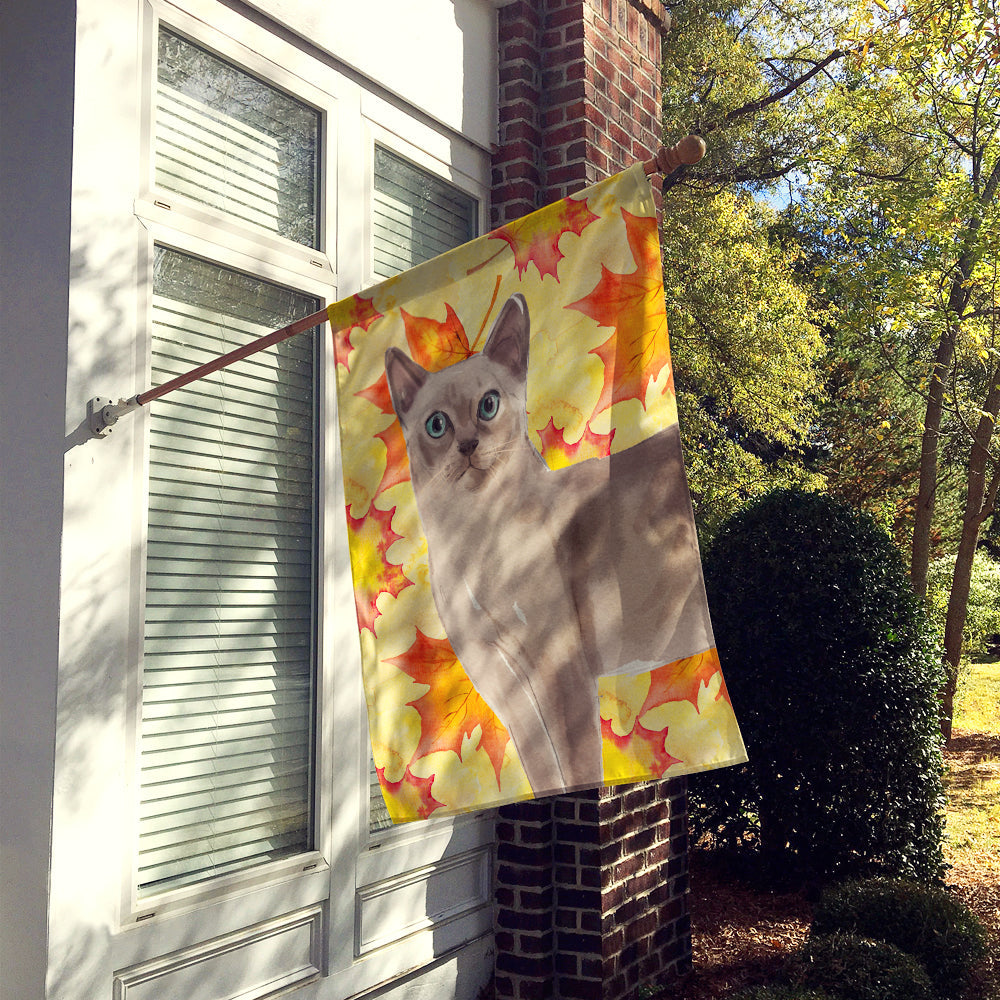 Tonkinese Fall Leaves House Flag 28x40 Porch Sleeve Pole Decorative Outside Yard Banner Artwork Wall Hanging, Polyester
