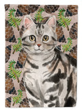 American Shorthair Pine Cones House Flag 28x40 Porch Sleeve Pole Decorative Outside Yard Banner Artwork Wall Hanging, Polyester
