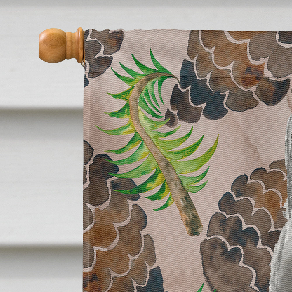 British Shorthair Pine Cones House Flag 28x40 Porch Sleeve Pole Decorative Outside Yard Banner Artwork Wall Hanging, Polyester