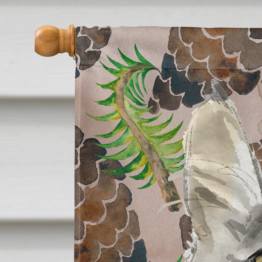 Maine Coon Pine Cones House Flag 28x40 Porch Sleeve Pole Decorative Outside Yard Banner Artwork Wall Hanging, Polyester