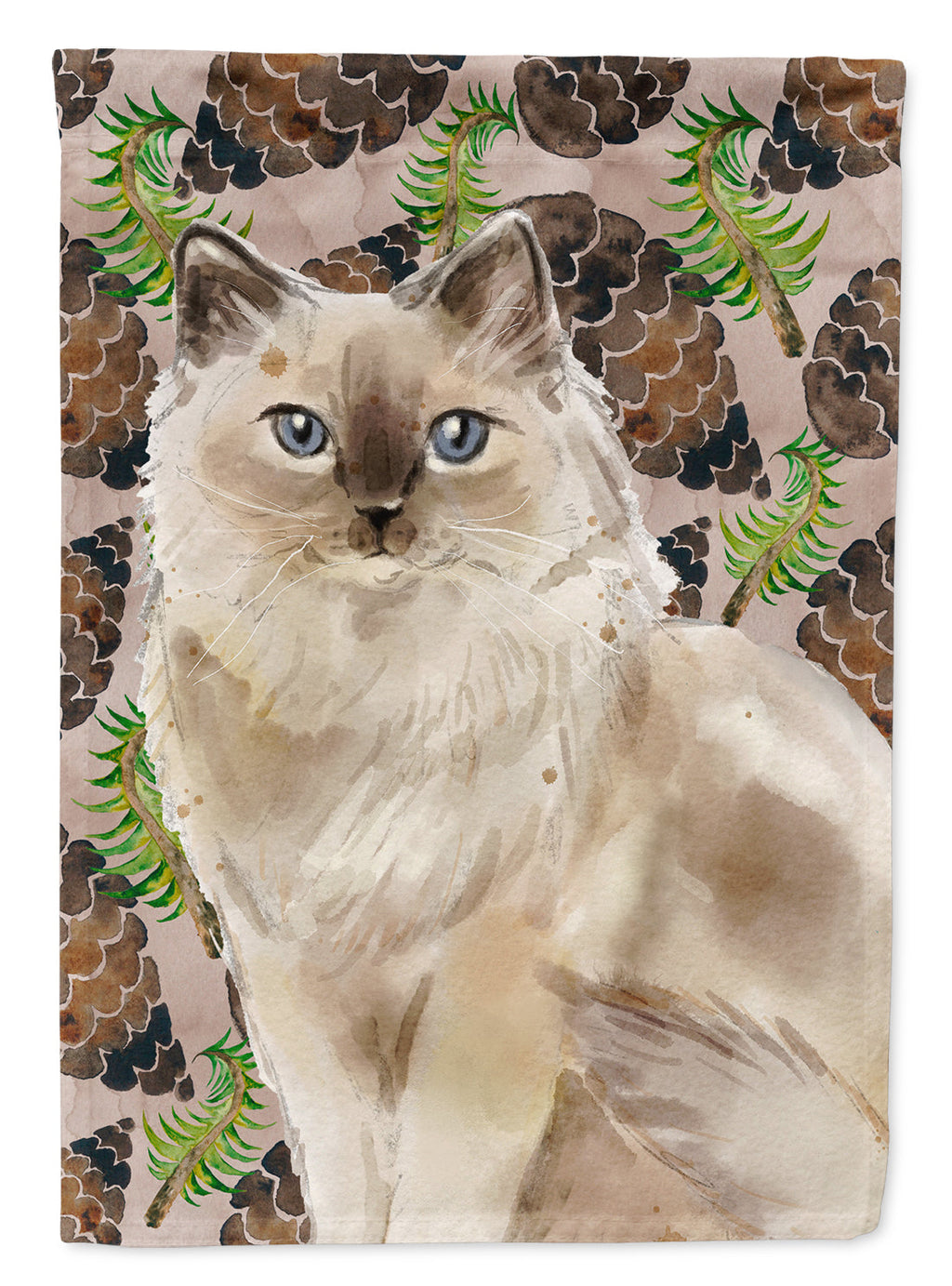 Ragdoll Pine Cones House Flag 28x40 Porch Sleeve Pole Decorative Outside Yard Banner Artwork Wall Hanging, Polyester