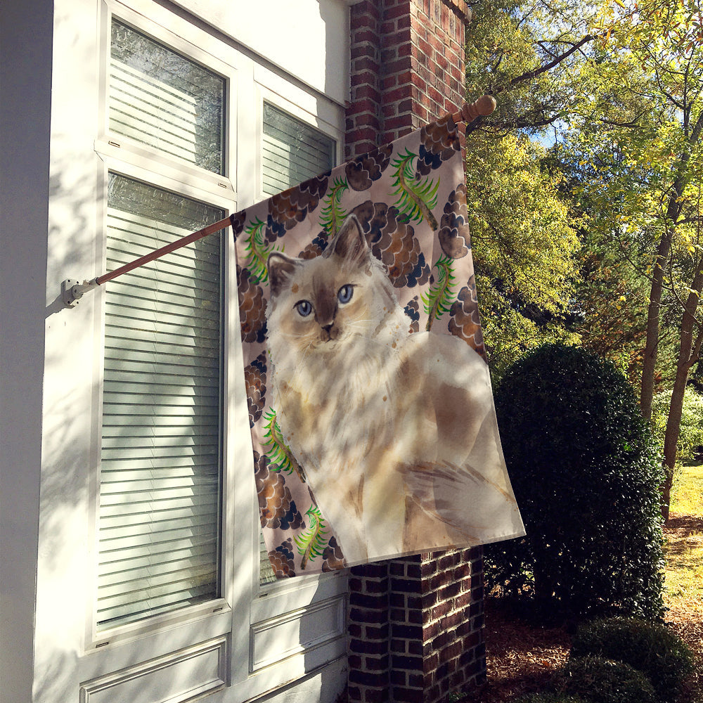 Ragdoll Pine Cones House Flag 28x40 Porch Sleeve Pole Decorative Outside Yard Banner Artwork Wall Hanging, Polyester