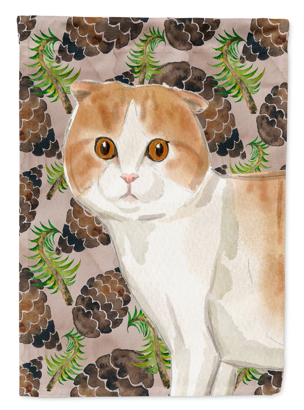 Scottish Fold Pine Cones House Flag 28x40 Porch Sleeve Pole Decorative Outside Yard Banner Artwork Wall Hanging, Polyester