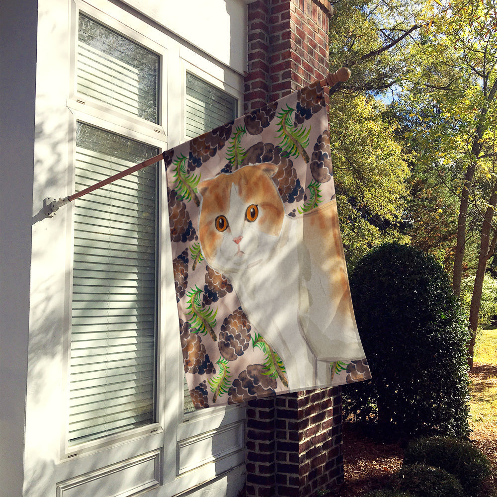 Scottish Fold Pine Cones House Flag 28x40 Porch Sleeve Pole Decorative Outside Yard Banner Artwork Wall Hanging, Polyester