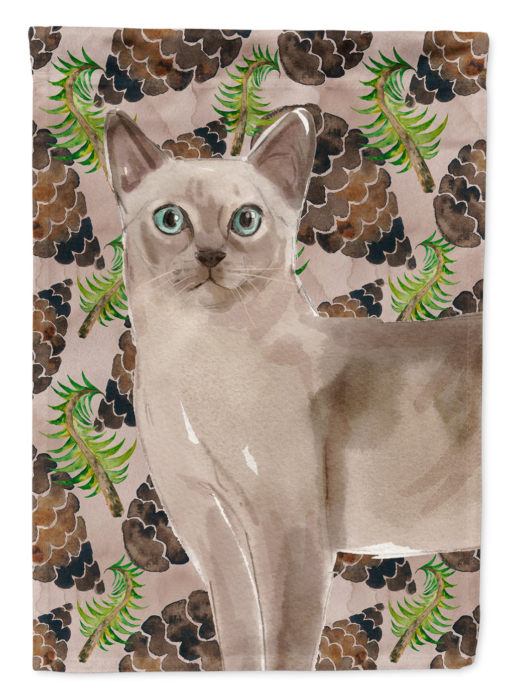 Tonkinese Pine Cones House Flag 28x40 Porch Sleeve Pole Decorative Outside Yard Banner Artwork Wall Hanging, Polyester