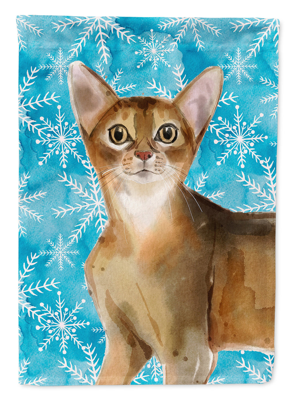 Abyssinian Winter Snowflake House Flag 28x40 Porch Sleeve Pole Decorative Outside Yard Banner Artwork Wall Hanging, Polyester