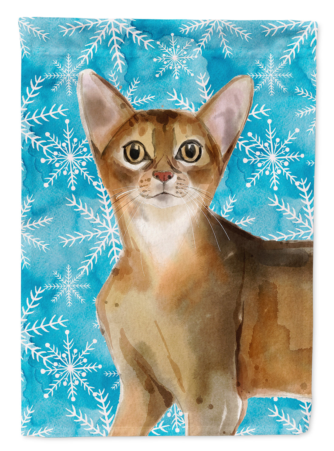 Abyssinian Winter Snowflake House Flag 28x40 Porch Sleeve Pole Decorative Outside Yard Banner Artwork Wall Hanging, Polyester