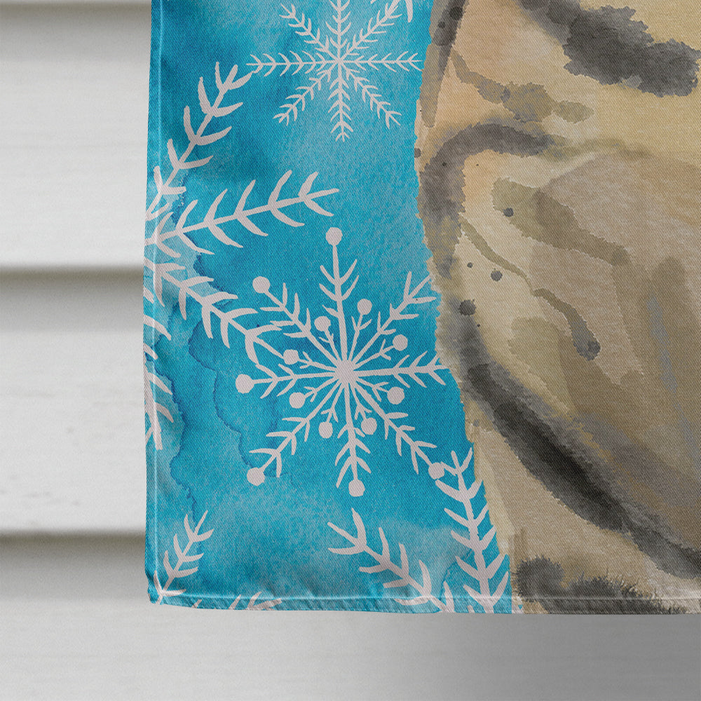 American Shorthair Brown Tabby Winter Snowflake House Flag 28x40 Porch Sleeve Pole Decorative Outside Yard Banner Artwork Wall Hanging, Polyester