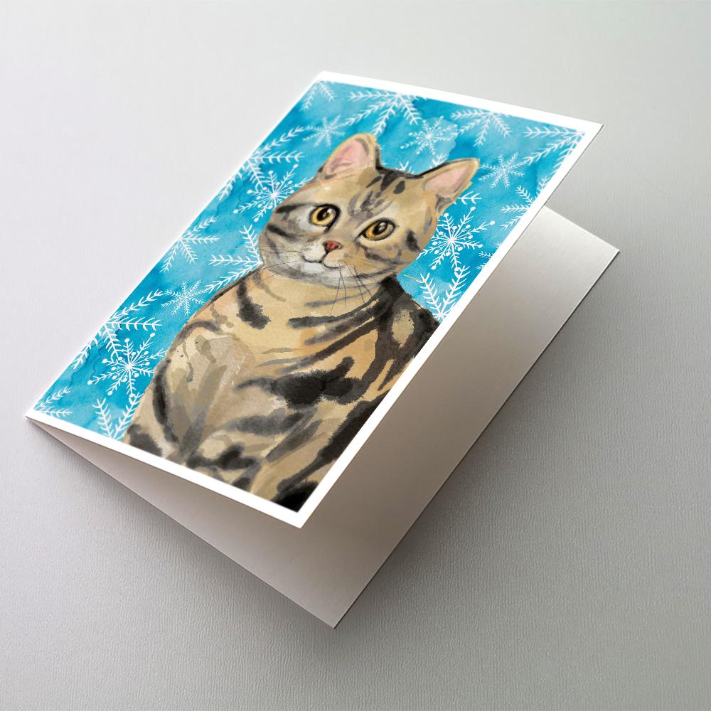 American Shorthair Brown Tabby Winter Snowflake Greeting Cards Pack of 8 Blank Cards with Envelopes Whimsical A7 Size 5x7