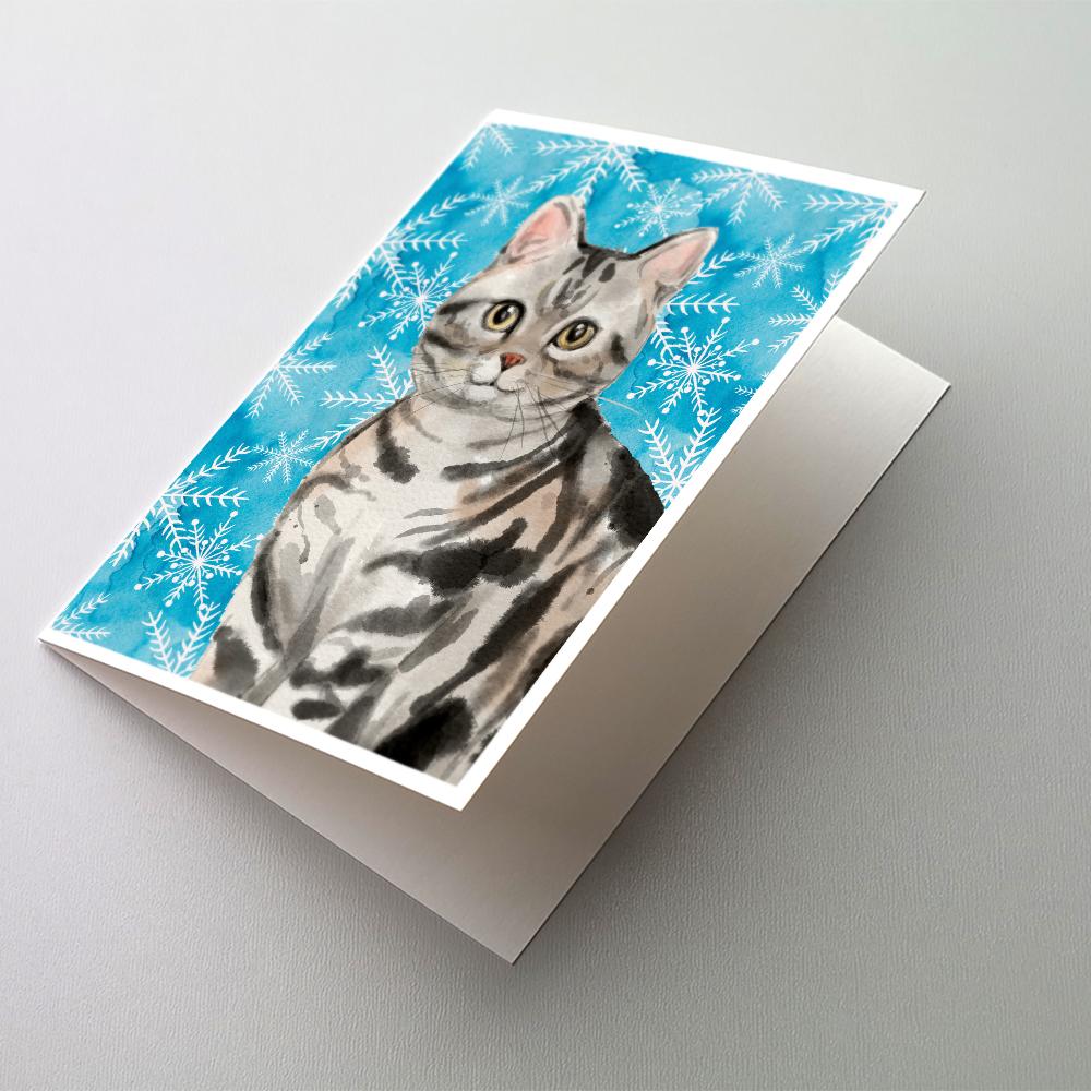 American Shorthair Winter Snowflake Greeting Cards Pack of 8 Blank Cards with Envelopes Whimsical A7 Size 5x7