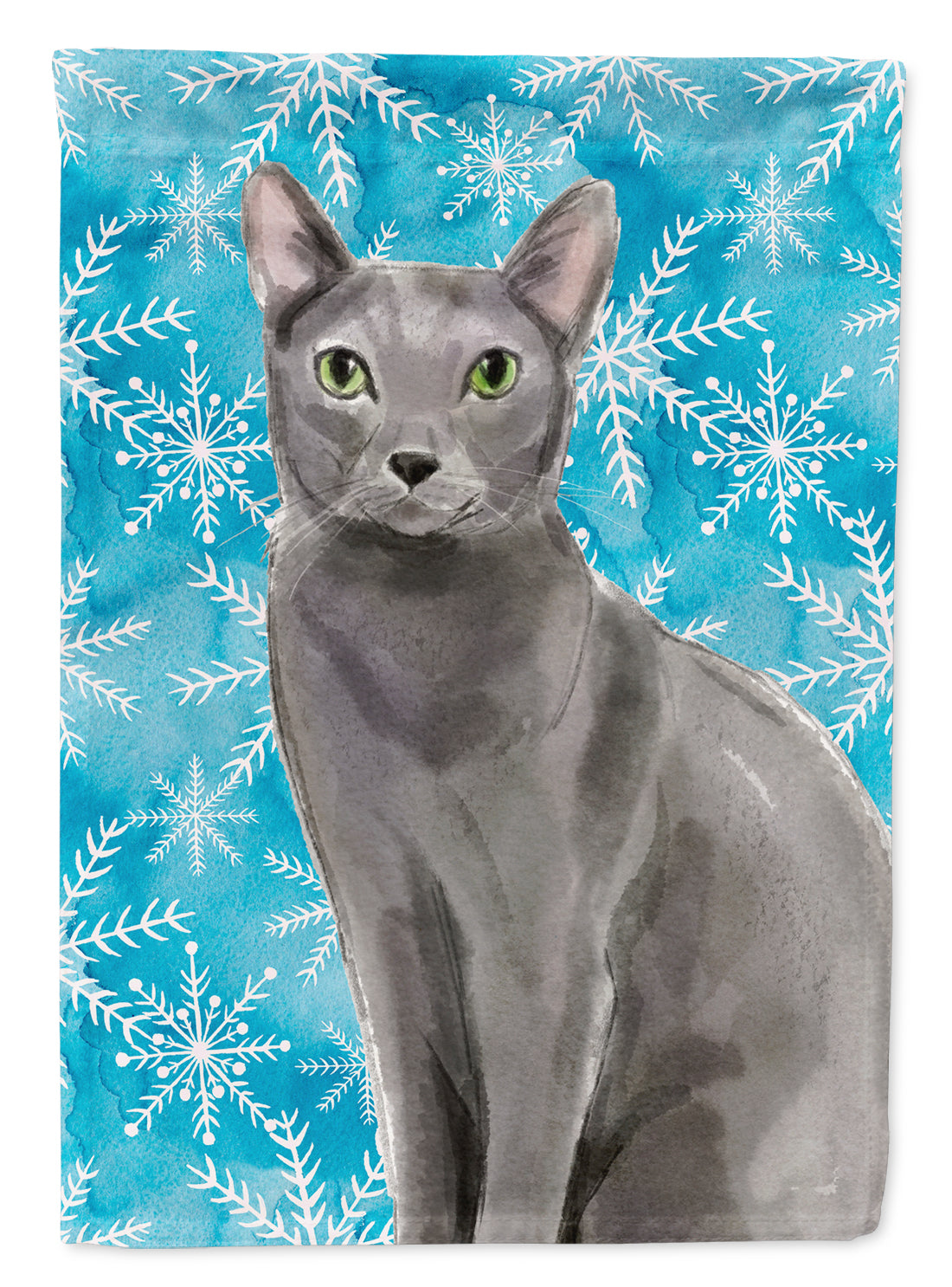 Blue Russian Winter Snowflake House Flag 28x40 Porch Sleeve Pole Decorative Outside Yard Banner Artwork Wall Hanging, Polyester