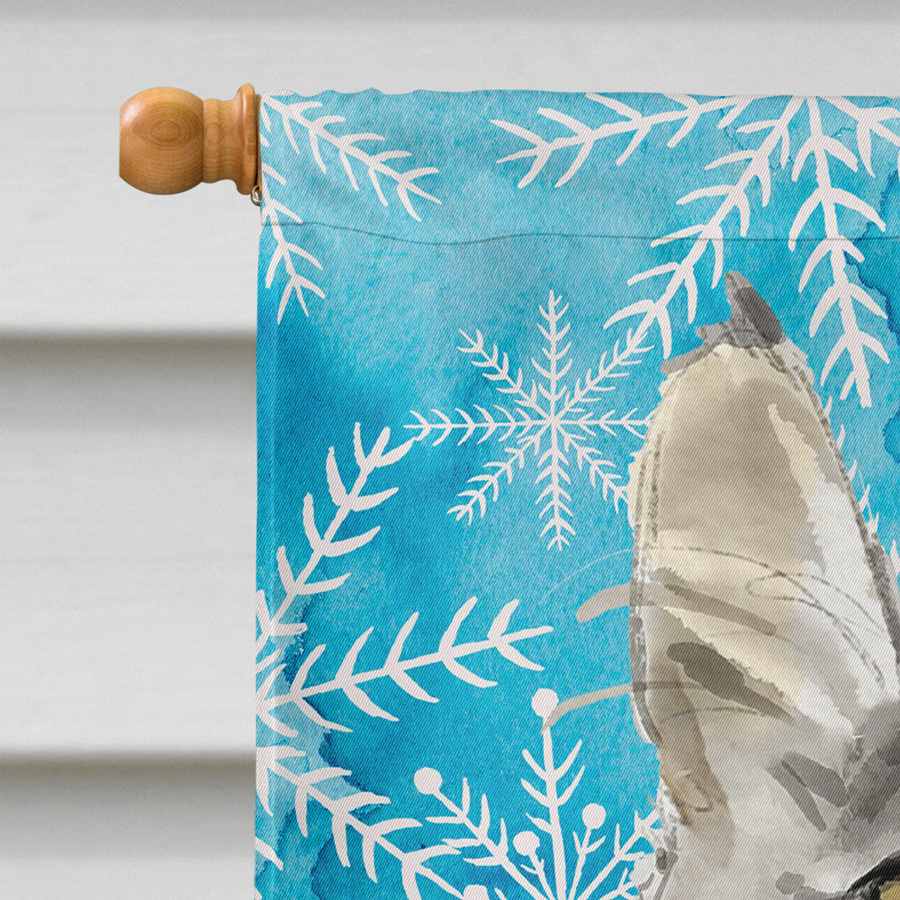 Maine Coon Winter Snowflake House Flag 28x40 Porch Sleeve Pole Decorative Outside Yard Banner Artwork Wall Hanging, Polyester