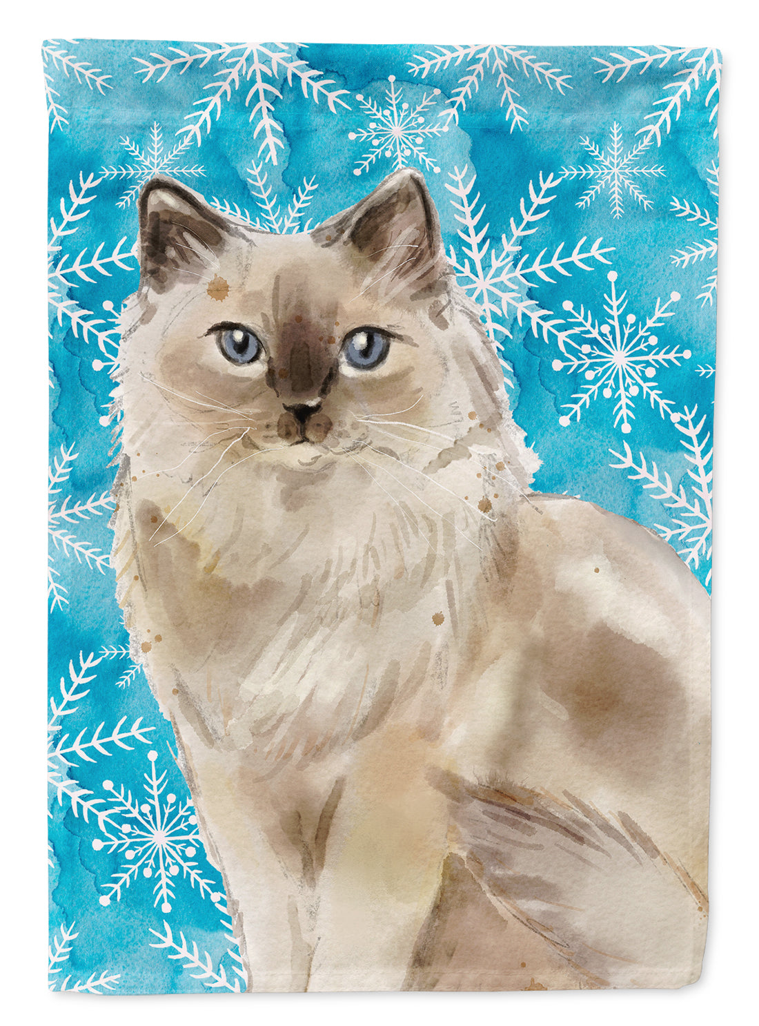 Ragdoll Winter Snowflake House Flag 28x40 Porch Sleeve Pole Decorative Outside Yard Banner Artwork Wall Hanging, Polyester