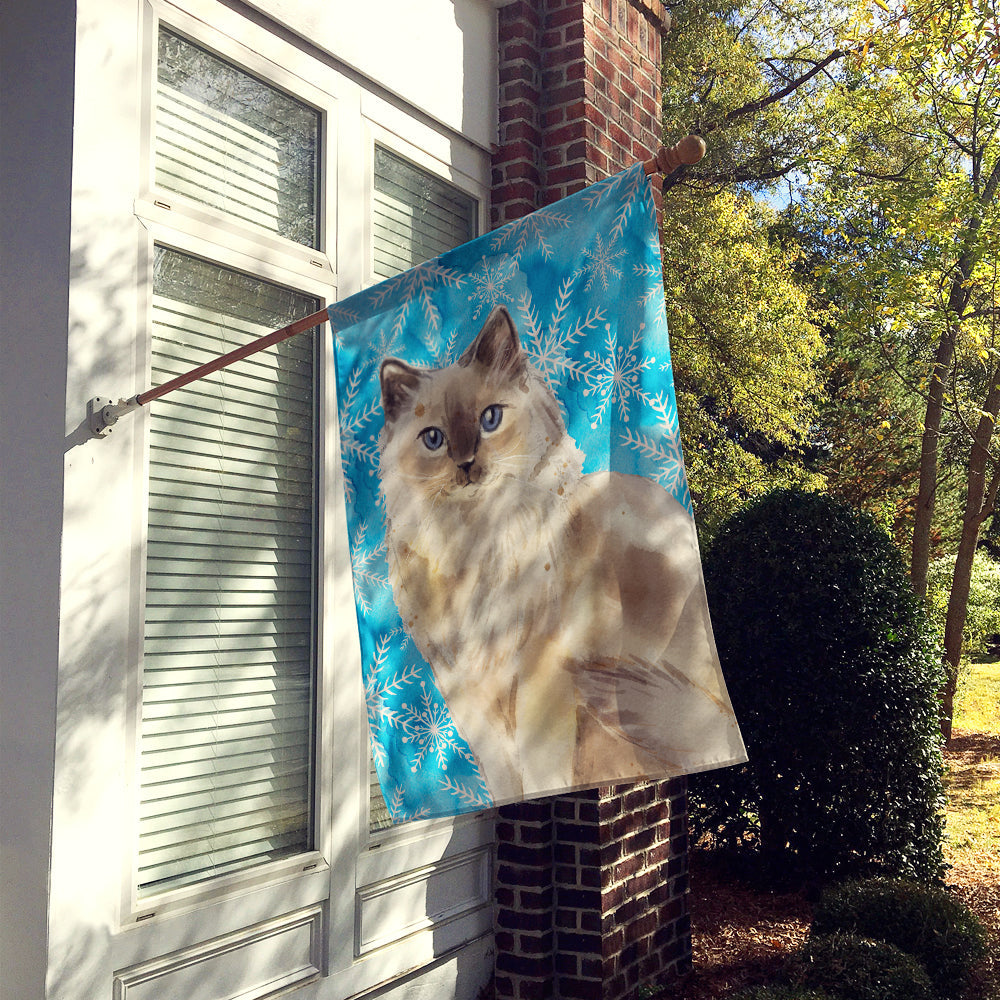 Ragdoll Winter Snowflake House Flag 28x40 Porch Sleeve Pole Decorative Outside Yard Banner Artwork Wall Hanging, Polyester