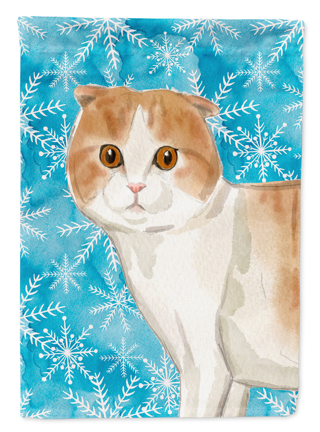 Scottish Fold Winter Snowflake House Flag 28x40 Porch Sleeve Pole Decorative Outside Yard Banner Artwork Wall Hanging, Polyester
