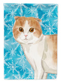 Scottish Fold Winter Snowflake House Flag 28x40 Porch Sleeve Pole Decorative Outside Yard Banner Artwork Wall Hanging, Polyester
