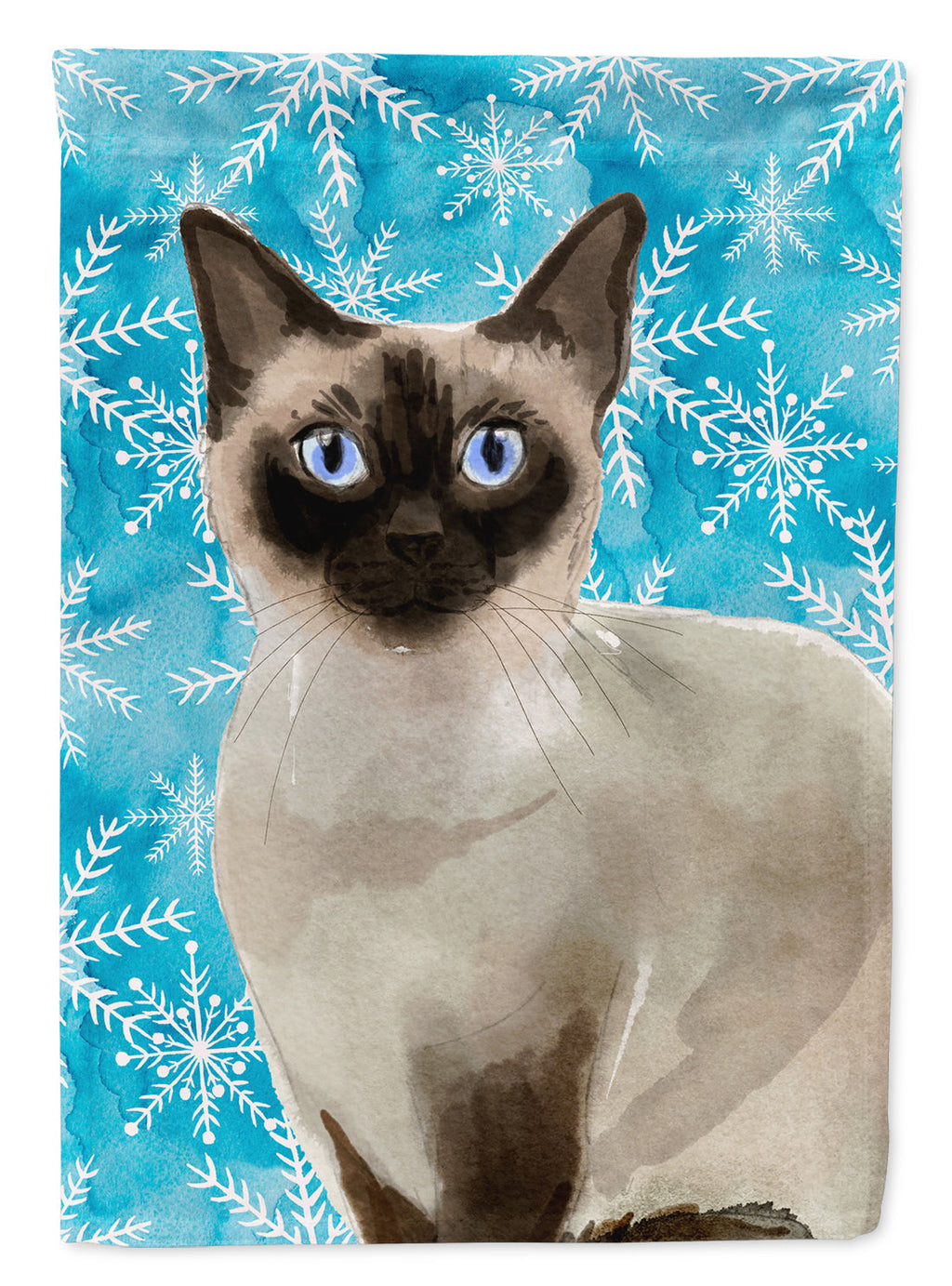 Siamese Winter Snowflake House Flag 28x40 Porch Sleeve Pole Decorative Outside Yard Banner Artwork Wall Hanging, Polyester
