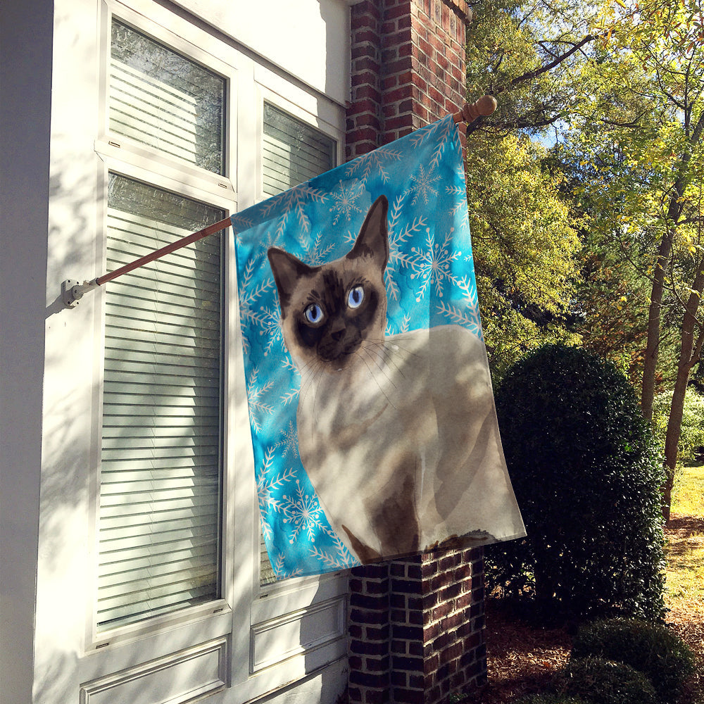Siamese Winter Snowflake House Flag 28x40 Porch Sleeve Pole Decorative Outside Yard Banner Artwork Wall Hanging, Polyester
