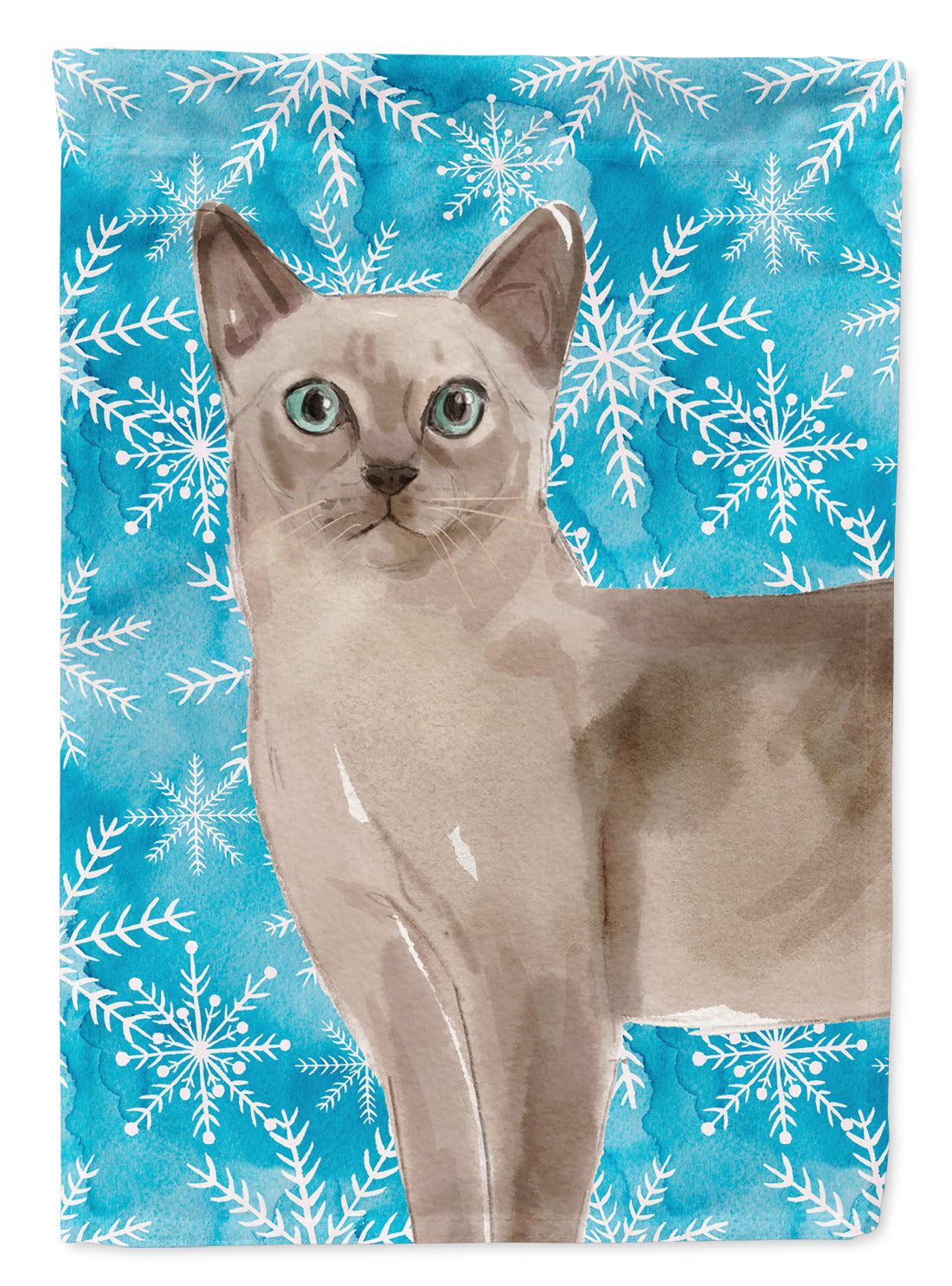 Tonkinese Winter Snowflake House Flag 28x40 Porch Sleeve Pole Decorative Outside Yard Banner Artwork Wall Hanging, Polyester