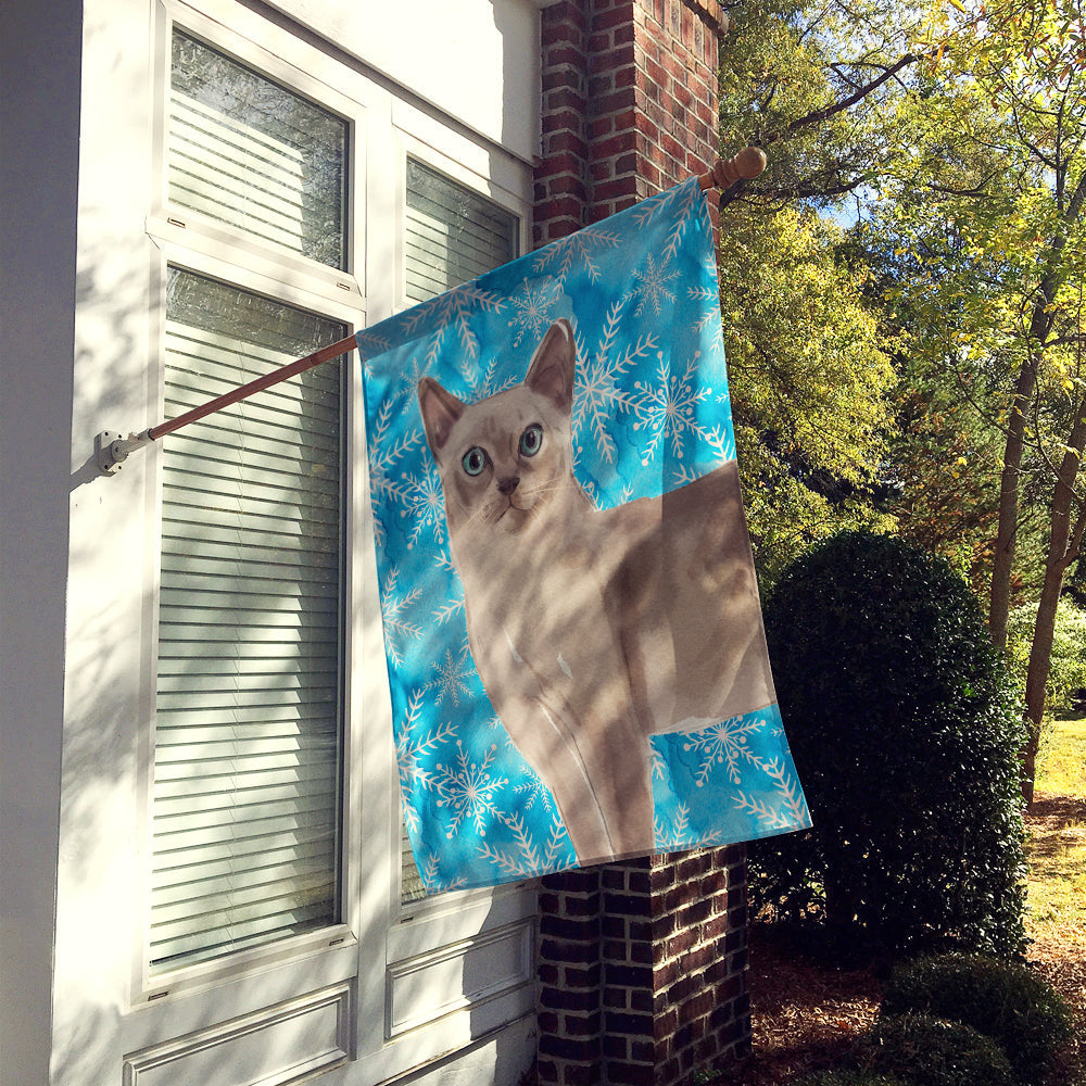 Tonkinese Winter Snowflake House Flag 28x40 Porch Sleeve Pole Decorative Outside Yard Banner Artwork Wall Hanging, Polyester