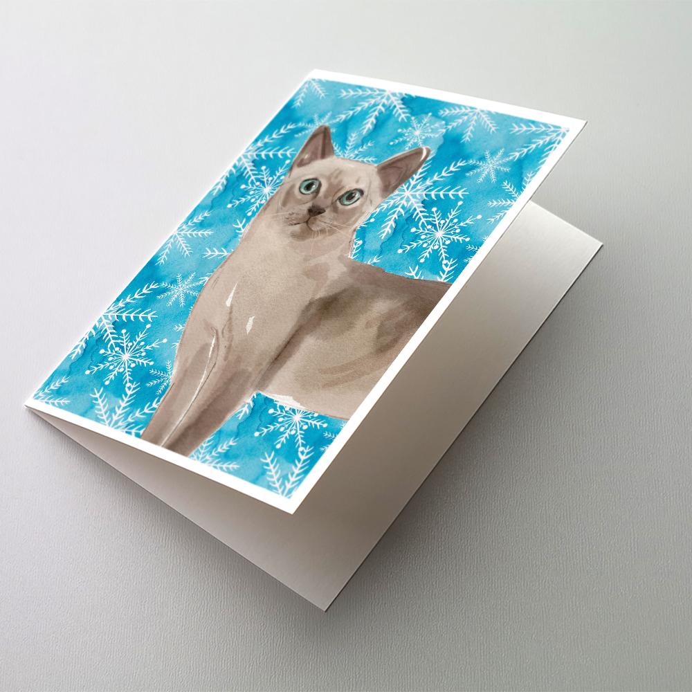 Tonkinese Winter Snowflake Greeting Cards Pack of 8 Blank Cards with Envelopes Whimsical A7 Size 5x7