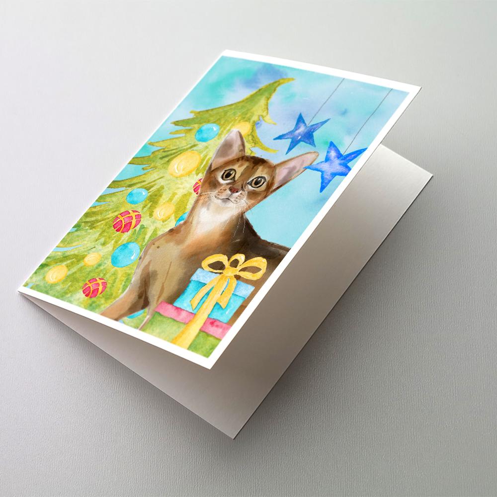 Abyssinian Christmas Presents Greeting Cards Pack of 8 Blank Cards with Envelopes Whimsical A7 Size 5x7