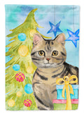 American Shorthair Brown Tabby Christmas Presents House Flag 28x40 Porch Sleeve Pole Decorative Outside Yard Banner Artwork Wall Hanging, Polyester