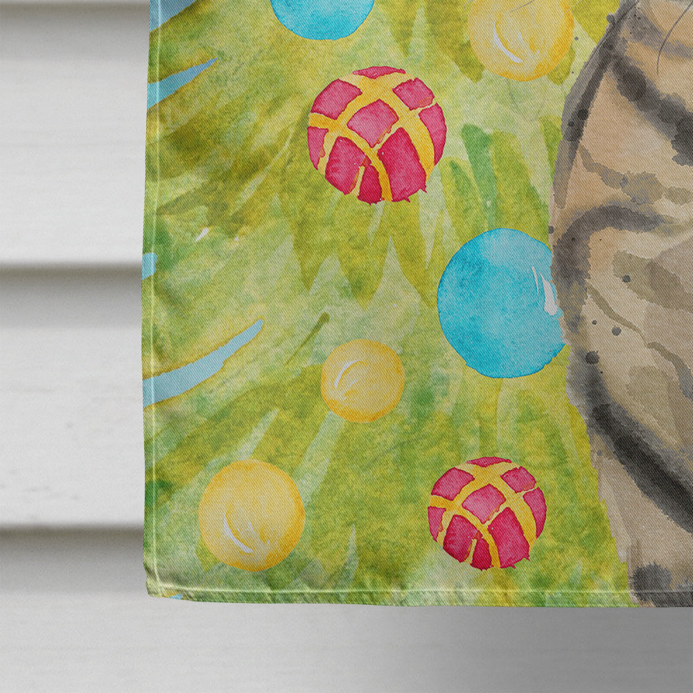 American Shorthair Brown Tabby Christmas Presents House Flag 28x40 Porch Sleeve Pole Decorative Outside Yard Banner Artwork Wall Hanging, Polyester