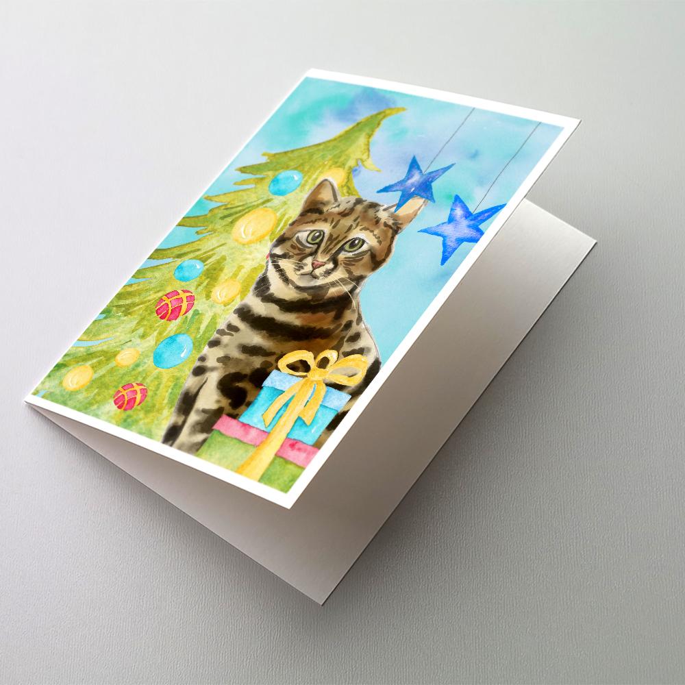 Bengal Christmas Presents Greeting Cards Pack of 8 Blank Cards with Envelopes Whimsical A7 Size 5x7