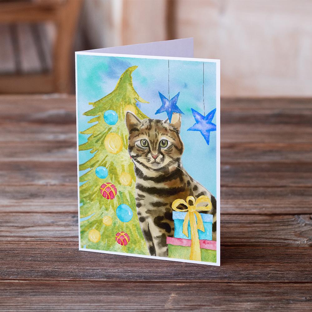 Bengal Christmas Presents Greeting Cards Pack of 8 Blank Cards with Envelopes Whimsical A7 Size 5x7