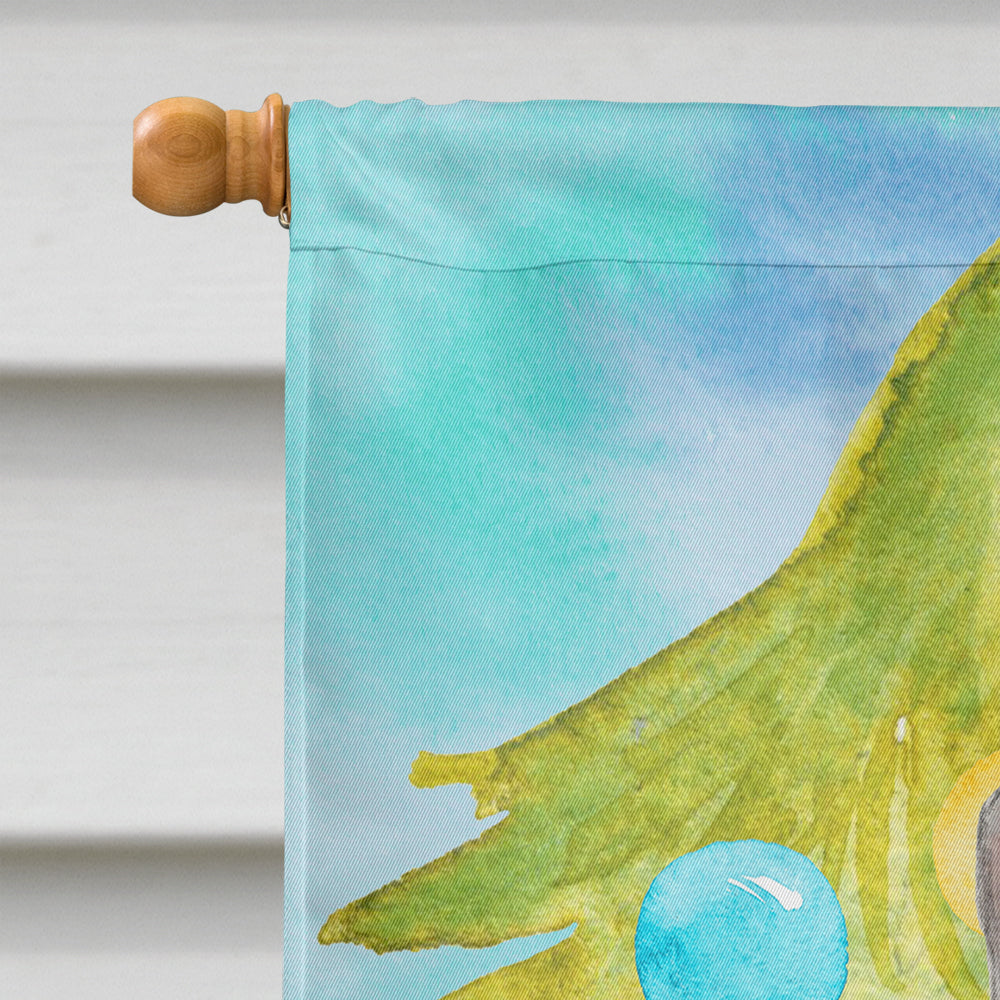 Blue Russian Christmas Presents House Flag 28x40 Porch Sleeve Pole Decorative Outside Yard Banner Artwork Wall Hanging, Polyester
