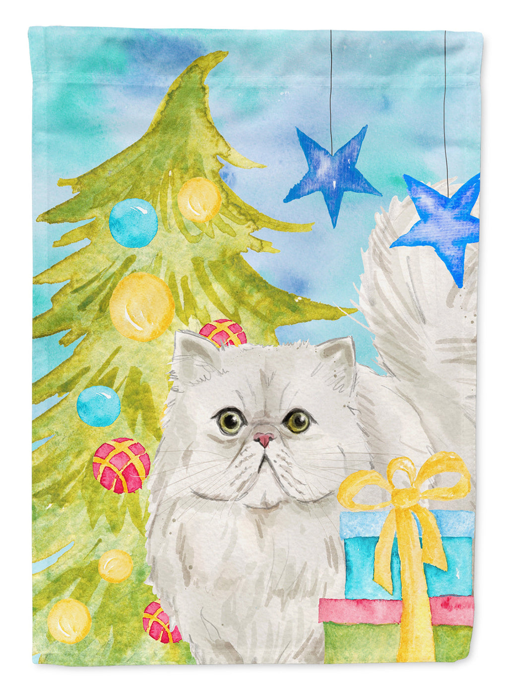 Persian Christmas Presents House Flag 28x40 Porch Sleeve Pole Decorative Outside Yard Banner Artwork Wall Hanging, Polyester