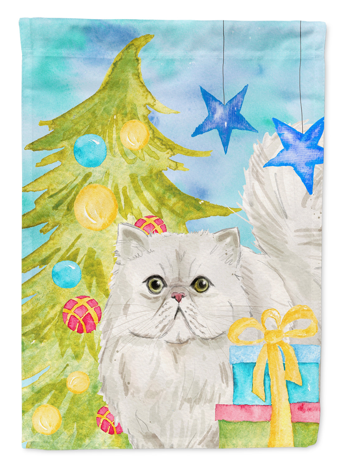Persian Christmas Presents House Flag 28x40 Porch Sleeve Pole Decorative Outside Yard Banner Artwork Wall Hanging, Polyester