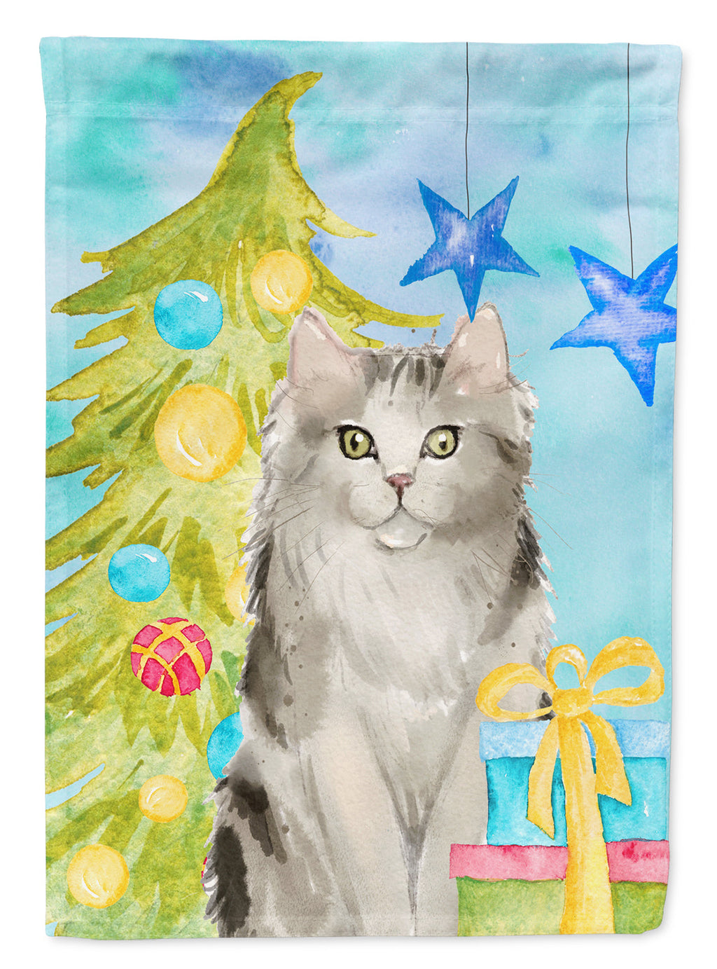 Ragamuffin Christmas Presents House Flag 28x40 Porch Sleeve Pole Decorative Outside Yard Banner Artwork Wall Hanging, Polyester