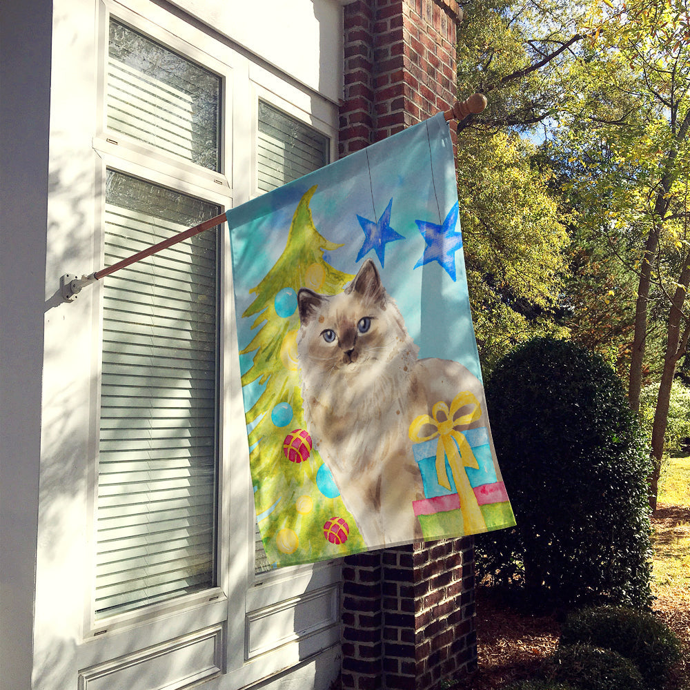Ragdoll Christmas Presents House Flag 28x40 Porch Sleeve Pole Decorative Outside Yard Banner Artwork Wall Hanging, Polyester