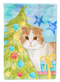 Scottish Fold Christmas Presents House Flag 28x40 Porch Sleeve Pole Decorative Outside Yard Banner Artwork Wall Hanging, Polyester