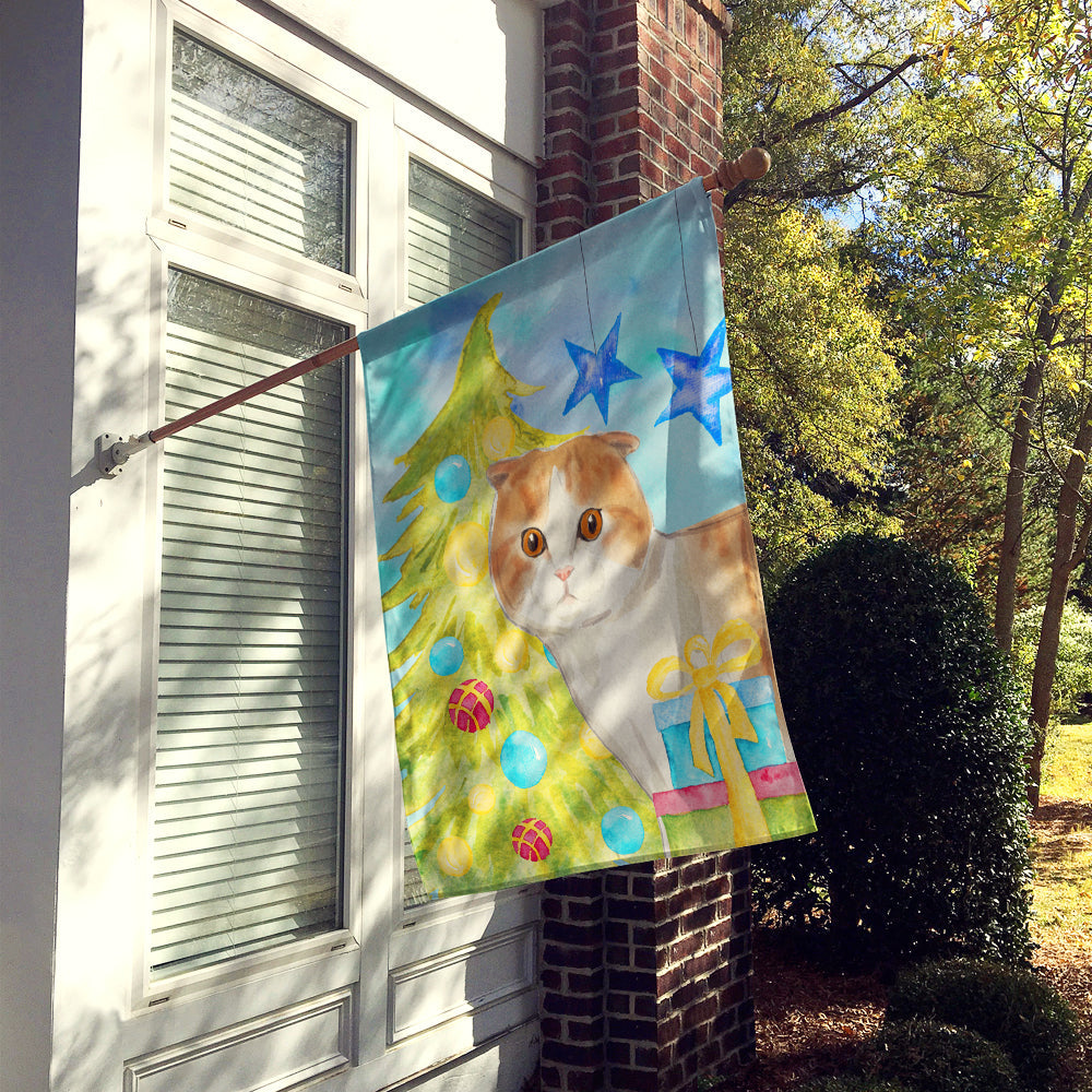 Scottish Fold Christmas Presents House Flag 28x40 Porch Sleeve Pole Decorative Outside Yard Banner Artwork Wall Hanging, Polyester