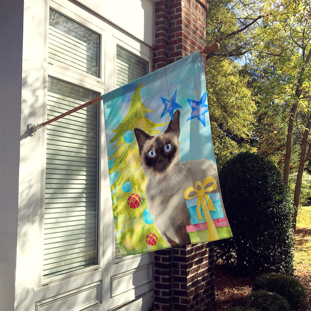 Siamese Christmas Presents House Flag 28x40 Porch Sleeve Pole Decorative Outside Yard Banner Artwork Wall Hanging, Polyester
