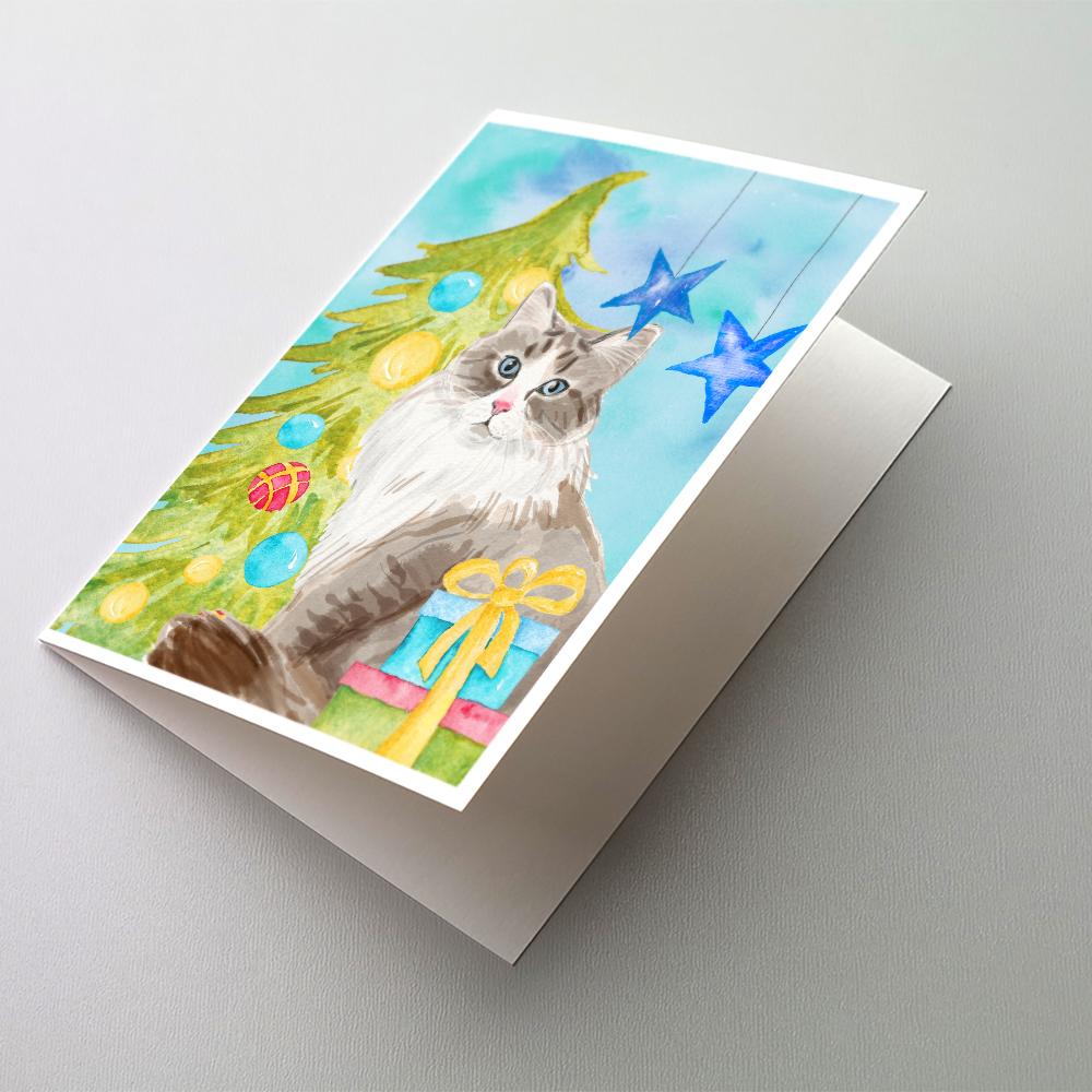 Siberian Christmas Presents Greeting Cards Pack of 8 Blank Cards with Envelopes Whimsical A7 Size 5x7