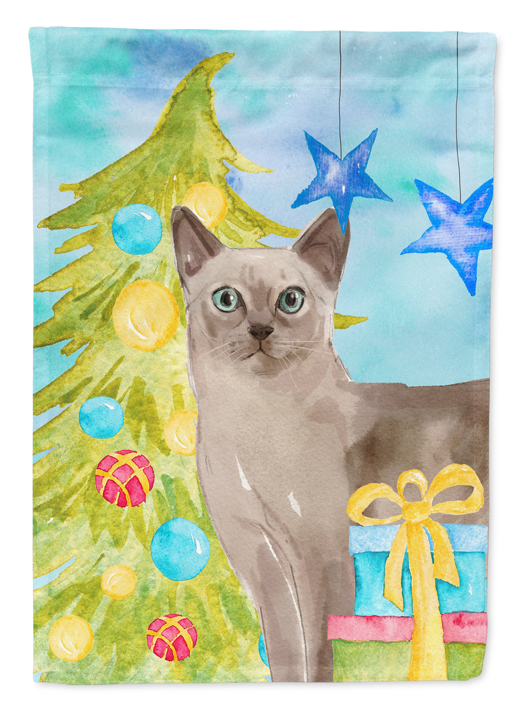Tonkinese Christmas Presents House Flag 28x40 Porch Sleeve Pole Decorative Outside Yard Banner Artwork Wall Hanging, Polyester