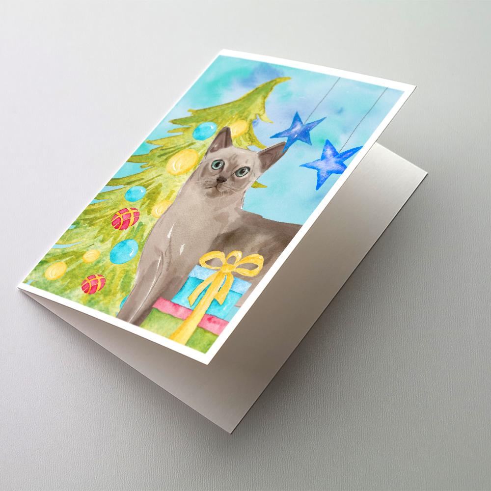 Tonkinese Christmas Presents Greeting Cards Pack of 8 Blank Cards with Envelopes Whimsical A7 Size 5x7