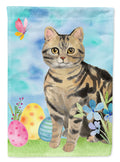 American Shorthair Brown Tabby Easter Eggs House Flag 28x40 Porch Sleeve Pole Decorative Outside Yard Banner Artwork Wall Hanging, Polyester