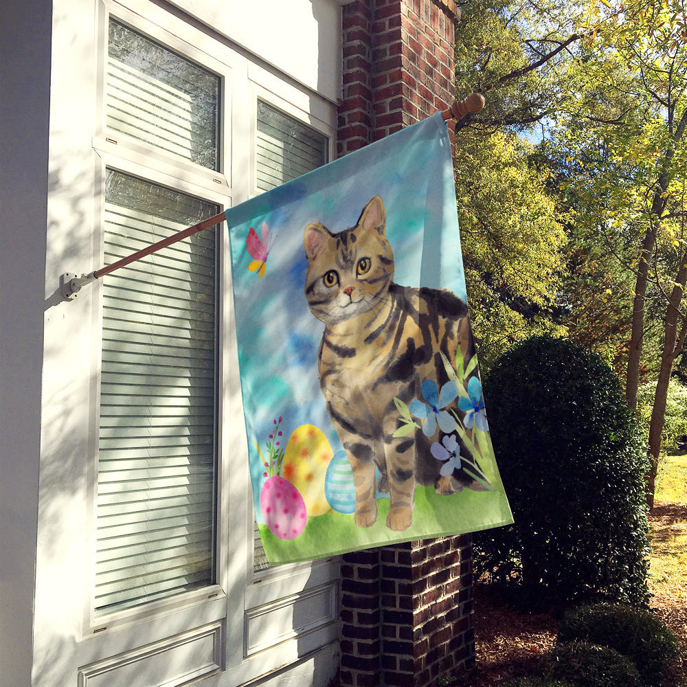 American Shorthair Brown Tabby Easter Eggs House Flag 28x40 Porch Sleeve Pole Decorative Outside Yard Banner Artwork Wall Hanging, Polyester